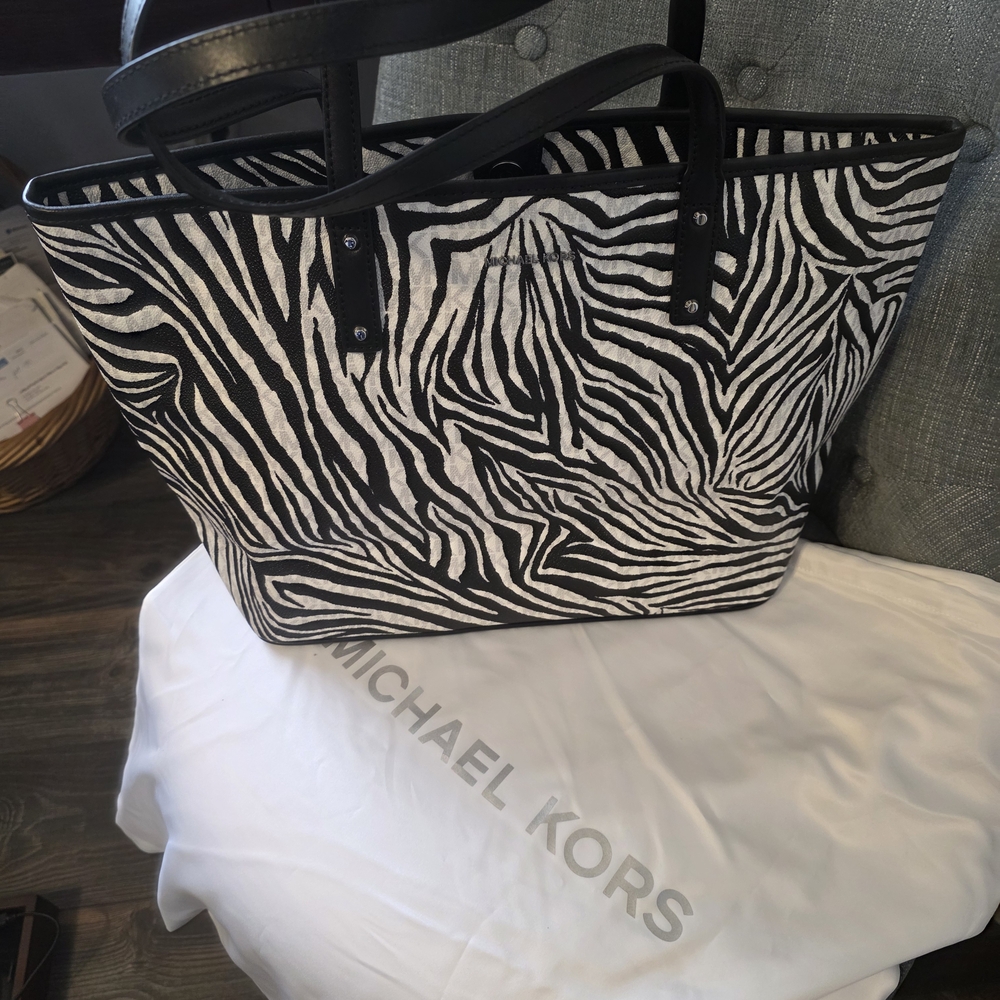 Michael Kors Black and White Zebra Tote